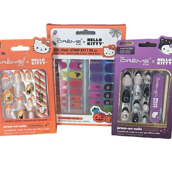 NIB Crème Shop x Hello Kitty Sanrio Press On Nails & Gel Strips Limited Edition - Picture 1 of 13